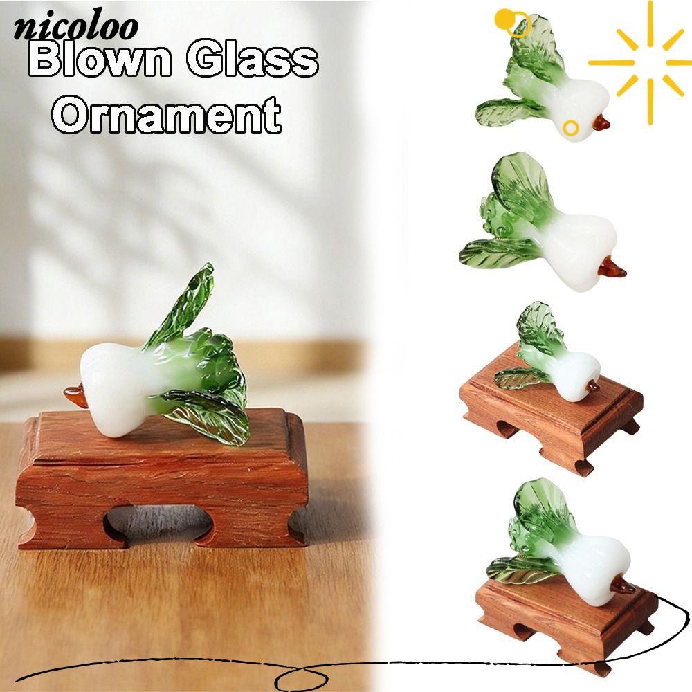 Trang trí bàn làm việc pha lê NICOLOO, Kính thổi thịnh vượng Thiết kế kính Bok Choy, Bok Choy Shape 