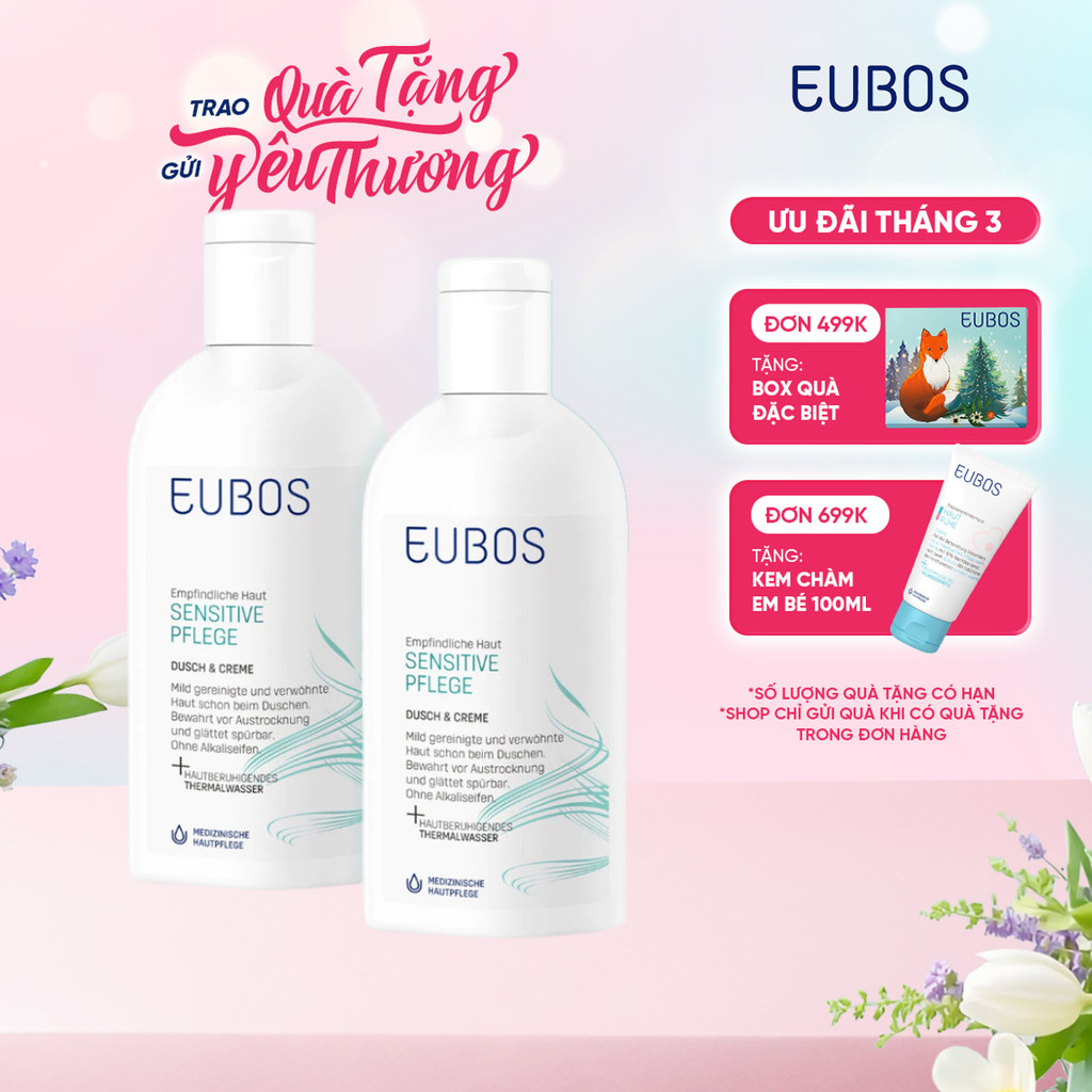 Combo 2 Sữa Tắm Cho Da Khô, Nhạy Cảm EUBOS Sensitive Shower And Cream 200ml