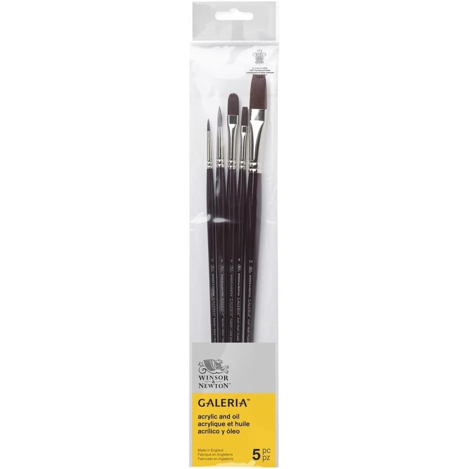 Bộ cọ Acrylic Winsor & Newton Galeria, Tay cầm dài, 5 gói