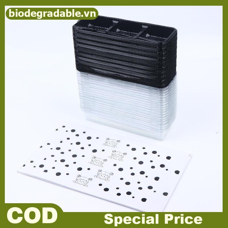 BD 50 Chiếc 3 Lưới Bánh Ngọt Hộp Đựng Có Nắp Bánh Cuộn Bánh Ngọt Takeaway Hộp Tươi Thực Phẩm Nướng M