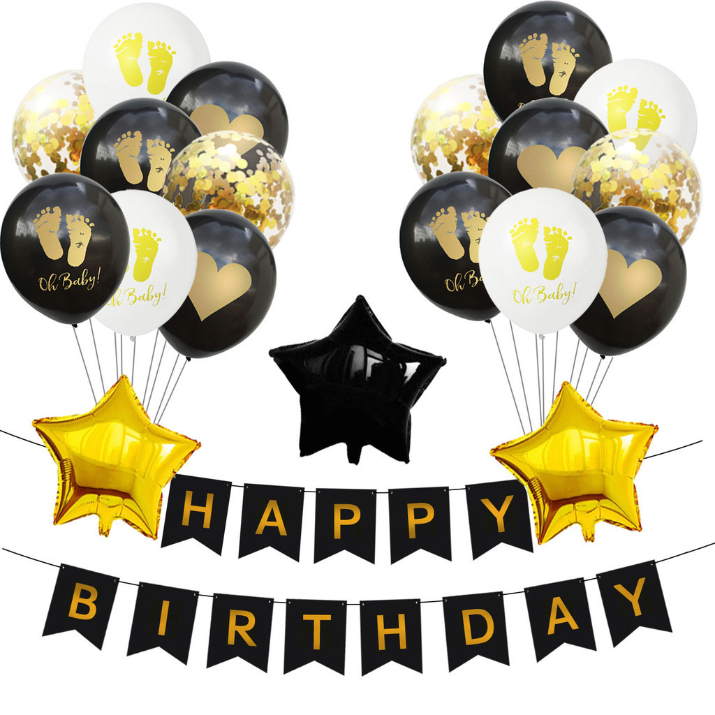 Oh Baby Feet Love Heart Bộ bóng bay cao su Baby First Birthday Party Trang trí bóng bay