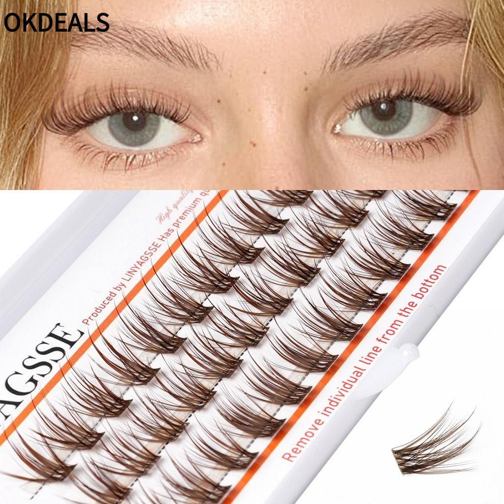 OKDEALS Lông mi riêng lẻ, C / D Curl Handmade Brown Anime Cluster Mi, Fairy Wispy 11 ~ 15mm Chiều dà