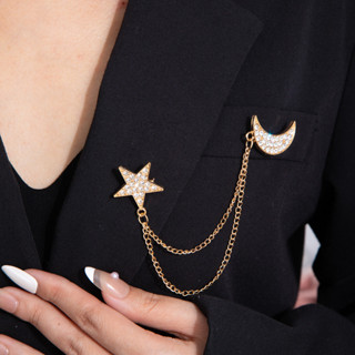 Dây xích Thiết kế mặt trăng ngôi sao năm cánh bằng kim cương Bộ đồ sáng tạo hình học sành điệu Đừng 26.1.6