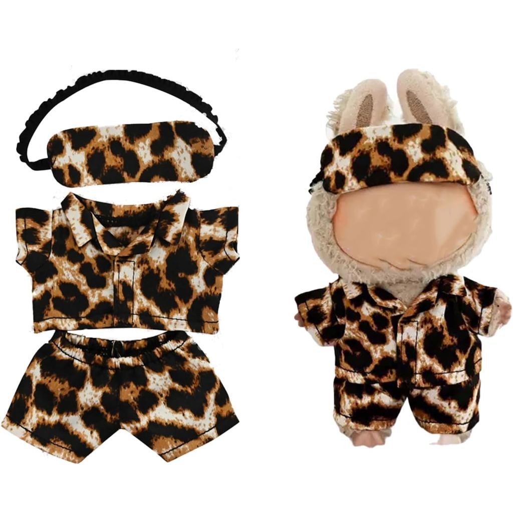 Quần áo tương thích với búp bê LABU - Bộ trang phục đồ ngủ 3 món LABUBU dành cho búp bê 17cm / 6,7 I