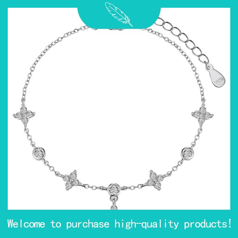 Lắc tay bạc nữ T cỏ bốn lá tam hoa rỗng xinh xắn T JEWELRY LT0339