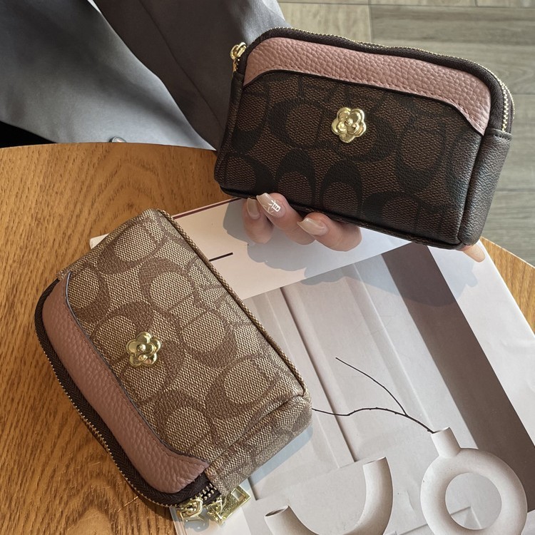 Phong Cách Chanel Chữ Ví Đựng Tiền Xu Châu Âu Mỹ Retro Mini Nhỏ Đôi Dây Kéo Dung Tích Lớn Đồng Xu Ch