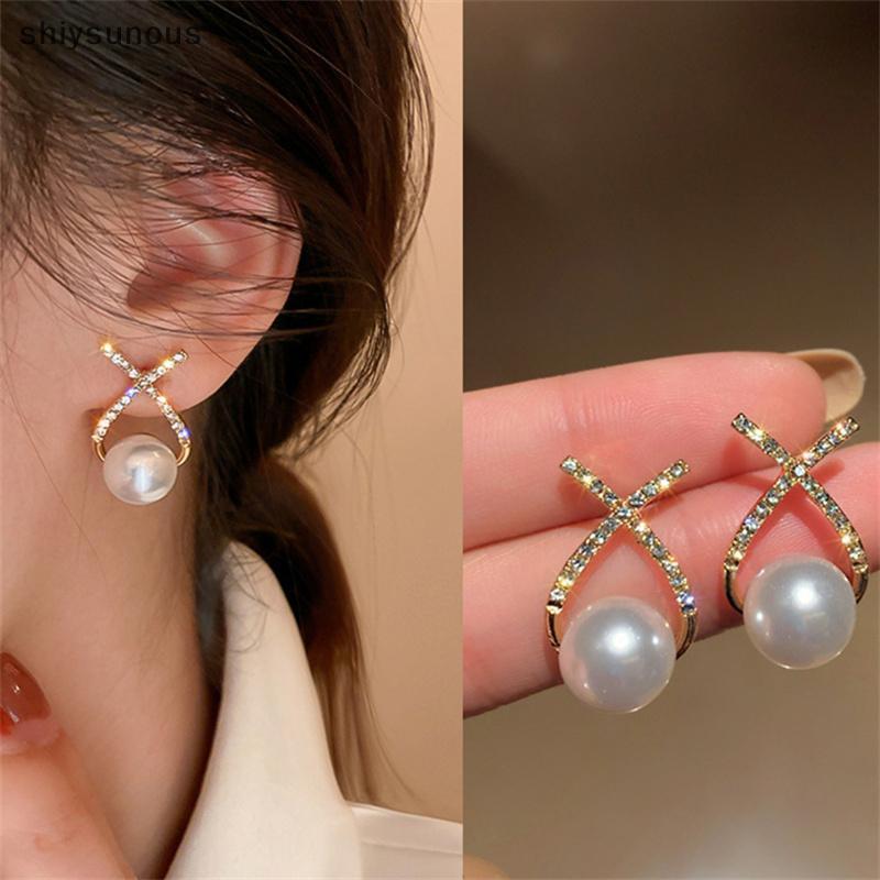 [shiysunous] Bông tai pha lê ngọc trai tối giản FFF