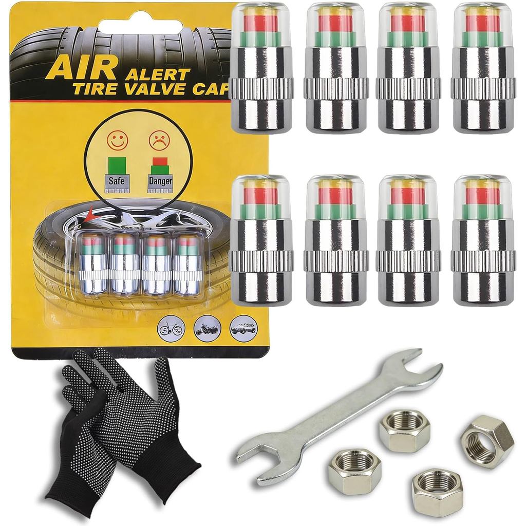 Van theo dõi áp suất lốp ô tô, Mũ giám sát áp suất lốp 2.4Bar 36PSI Dễ đọc, Cảm biến thân van áp suấ