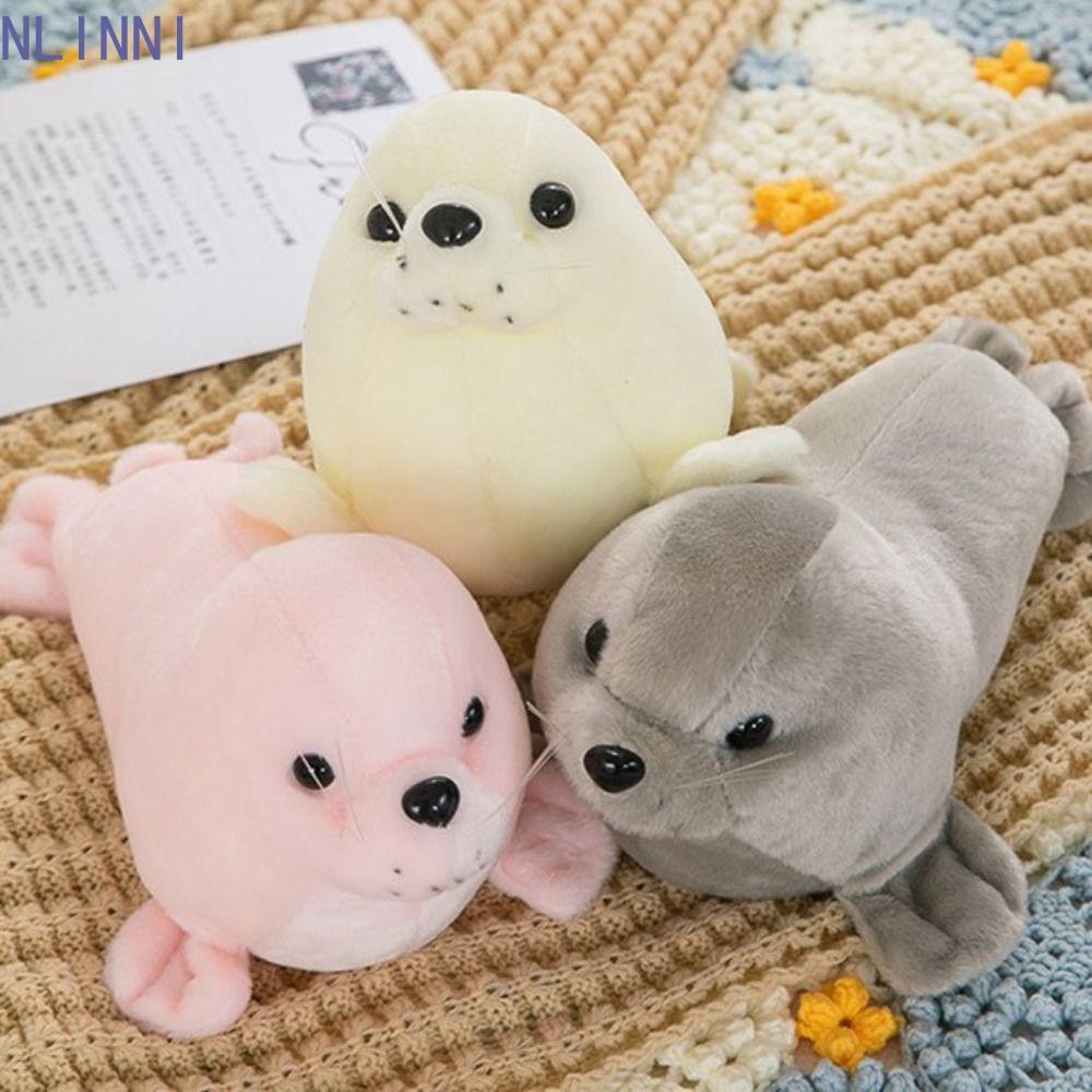 Búp bê nhồi bông NLINNI Seal, Gối động vật Fluffy Seal Đồ chơi nhồi bông sang trọng, Lông ấm cúng Dễ