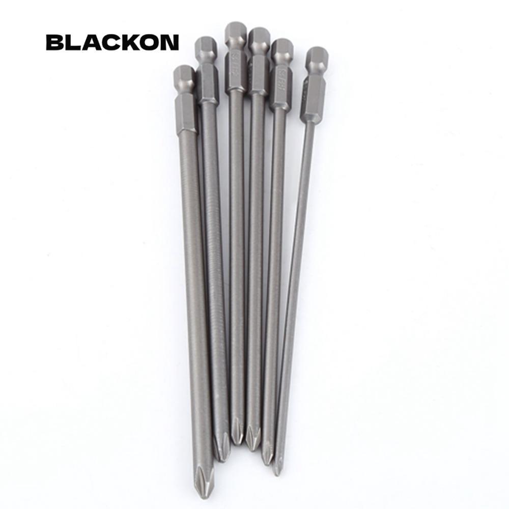 Bộ mũi tuốc nơ vít 6 chiếc BLACKON, kích thước PH1 và PH2 Chiều dài 150mm / 6 inch Mũi tuốc nơ vít c