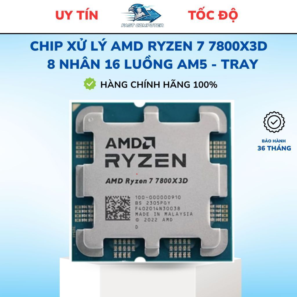 Chip xử lý AMD Ryzen 7 7800X3D / 4.2GHz Boost 5.0GHz / 8 nhân 16 luồng / 104MB / AM5 - Tray