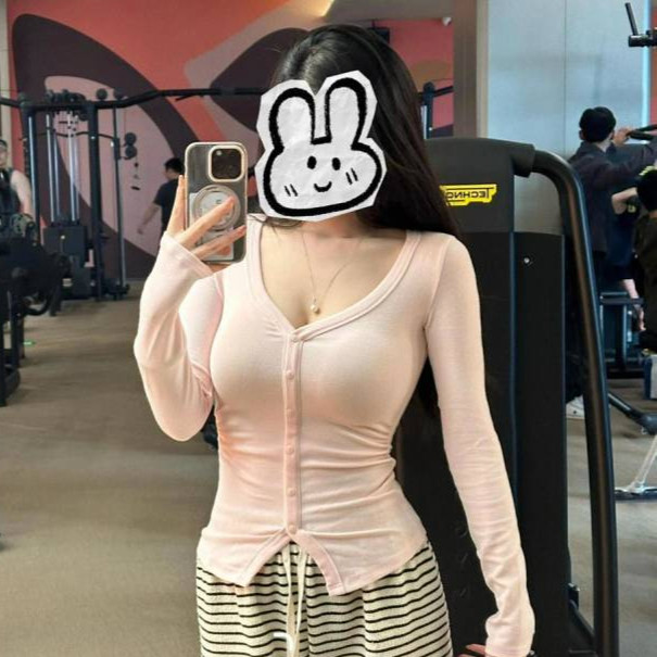 All-Matching Sexy V-neck Yoga Clothes Long Sleeve Slim Fit Slimming Sports Top Pilates Running Fitne