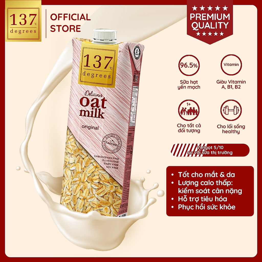 Sữa hạt Yến mạch Nguyên chất 137 DEGREES 1000ml