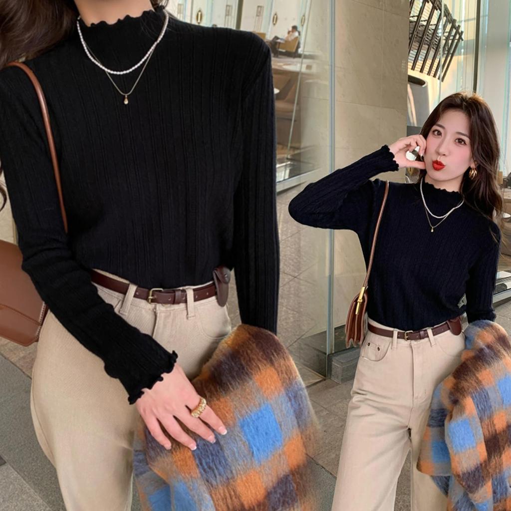6497 Áo len cổ mô phỏng sành điệu dành cho nữ Mùa thu đông phù hợp