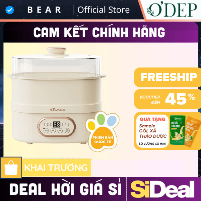 Nồi nấu chậm 1L đa năng Bear DDZ-C10V1 - Hàng chính hãng - SIDEAL SIA