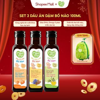 Combo 3 dầu ăn dặm bổ não Mămmy, dầu cá hồi, hạt lanh, Olive bổ sung DHA, Omega-3 cho bé từ 6 tháng