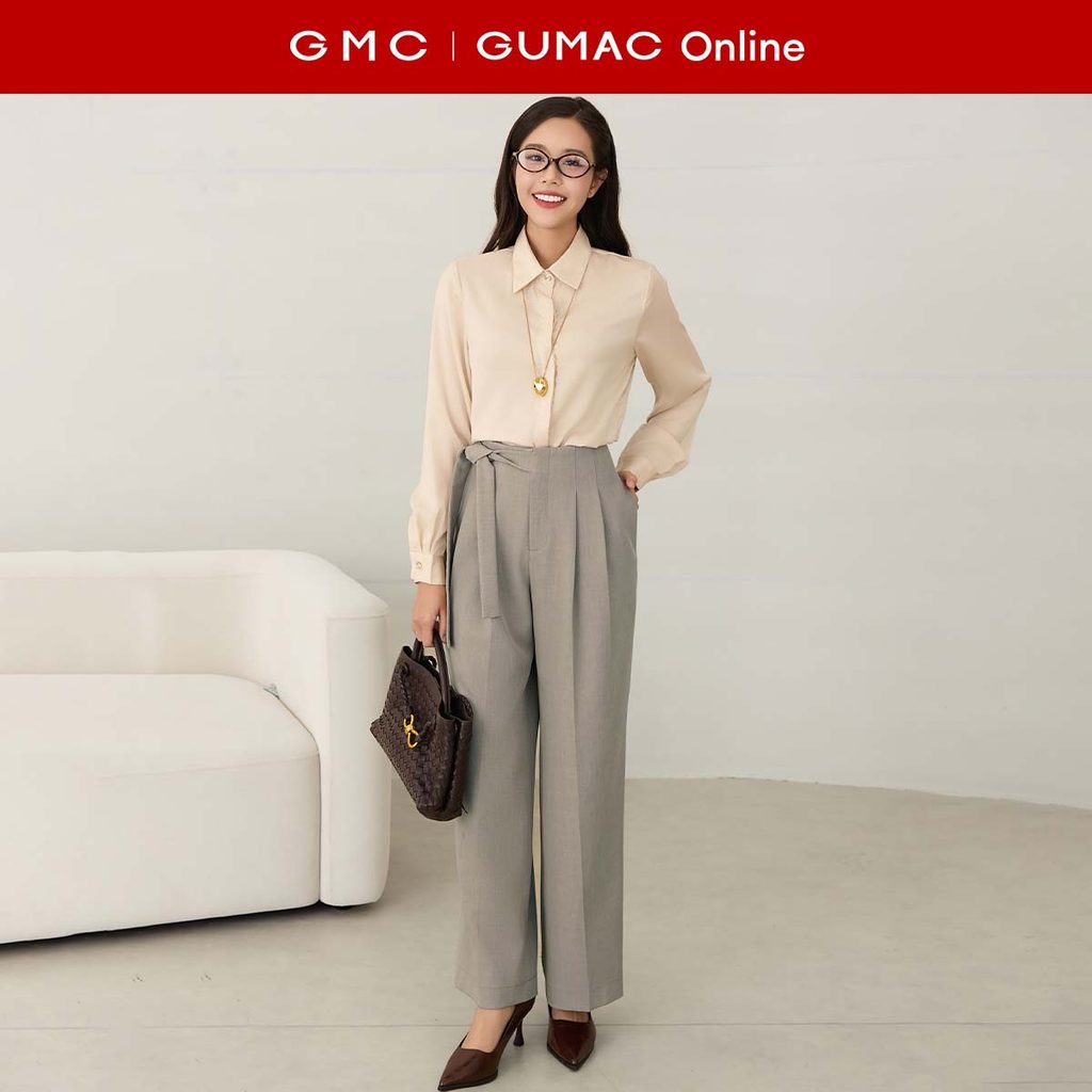 [MUA 2 GIẢM 25K] Quần tây nữ form ống suông lưng liền có dây cài nút 1 bên thời trang GUMAC QF12072