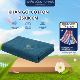 Khăn Gội Đầu Cotton 35x80cm Huy Hòa – Sợi Dày Mềm Mịn, Thấm Hút Tốt, Không Xù Lông, Không Phai Màu, Dùng Gia Đình