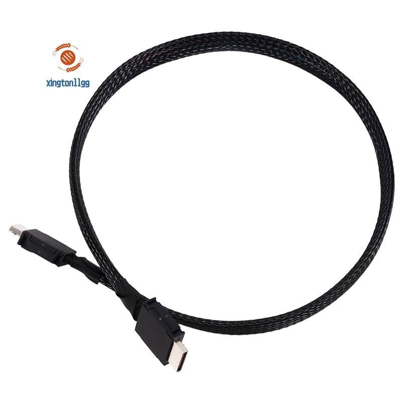 Cáp PCIE 4.0 X4 GEN4 SAS4 Oculink SFF-8611 Cáp mở rộng mềm bện GPU SSD OCuLink 4X Dây mạ bạc 24Gbps