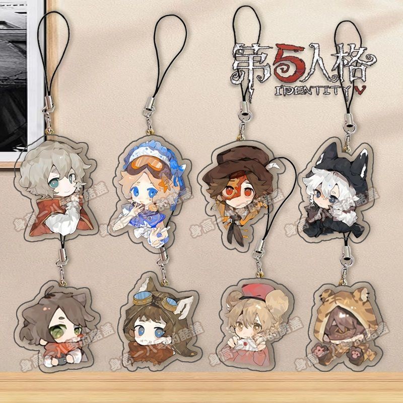 8PCS Anime Identity V Phone Rope Chain Ithaqua Victor Grantz Cosplay Backpack Ornament Pendant Birth