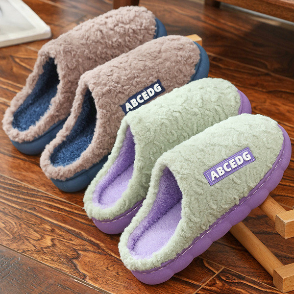 Dé p s c n d é p s c n cao Thu Đông Chữ Cái Dép Cotton Đế Mềm Dép Nữ Hộ Gia Đình Cotton Dép Nữ Dép C