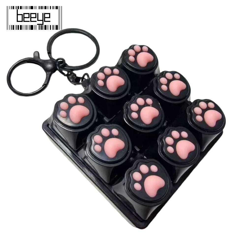 BEEYE Bàn Phím Clicker Đồ Chơi, Nút Phím 9 Phím Fidget Móc Khóa, Thư Giãn Hình Mèo Giảm Căng Thẳng V
