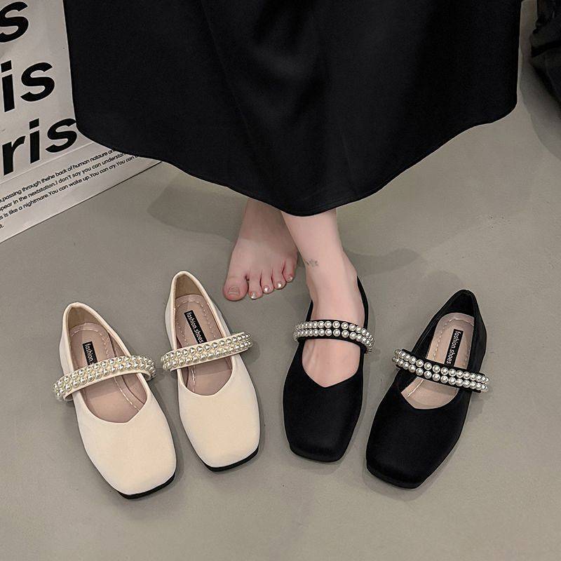 French Style Ballet Shoes Flat with Skirt Mary Jane Shoes Soft Bottom Leather Shoes Iogy