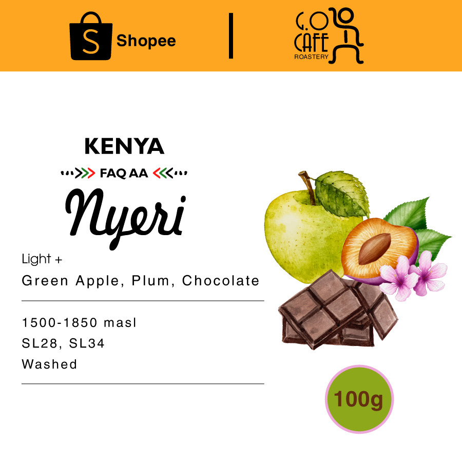 Specialty Coffee, Cà phê rang Kenya Nyeri AA FAQ Washed - G.O Cafe Roastery