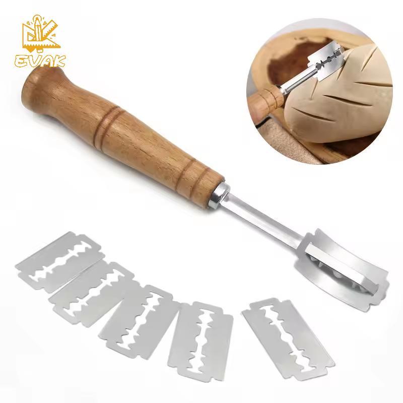 Alittlesetrtu Máy Cắt Bánh Mì Pháp des Tiện Ích Nhà Bếp Gỗ Thông Thường Tay Cầm Dài Phụ Kiện Làm Bánh Phong Cách Châu Âu Cong Vòm Bánh Mì Nướng VN