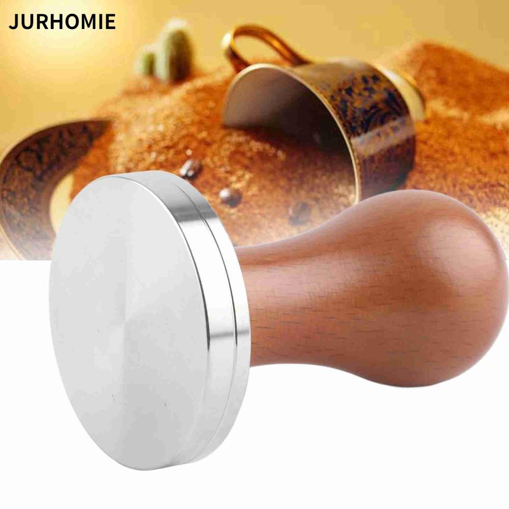 JURHOMIE Espresso Tamper, Tay cầm bằng gỗ Đế thép không gỉ Cà phê Tamper, Dụng cụ Barista chuyên ngh