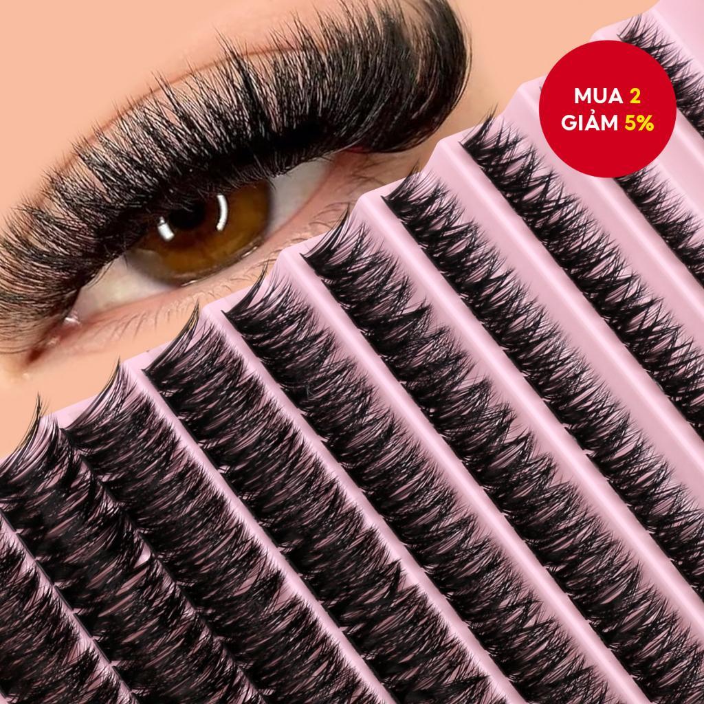 Cụm Mi Lash 200 cái, Bộ Mi Giả Cong 8-16mm, Nối Mi Cụm Tự Nhiên