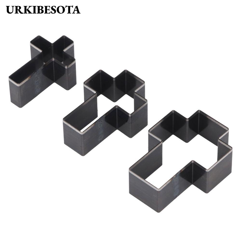 Bộ 3 khuôn cắt da URKIBESOTA, Không có cạnh thô Hình chữ thập rỗng đục lỗ rỗng, Dụng cụ đục lỗ bằng 