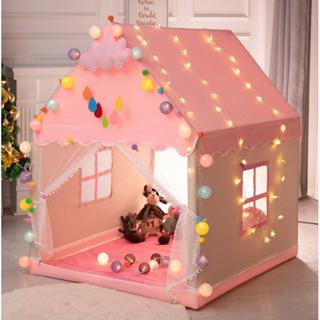 Lều Công Chúa Cho Bé Gái – Khung Kim Loại Cao Cấp, Màu Hồng, Có Đèn LED