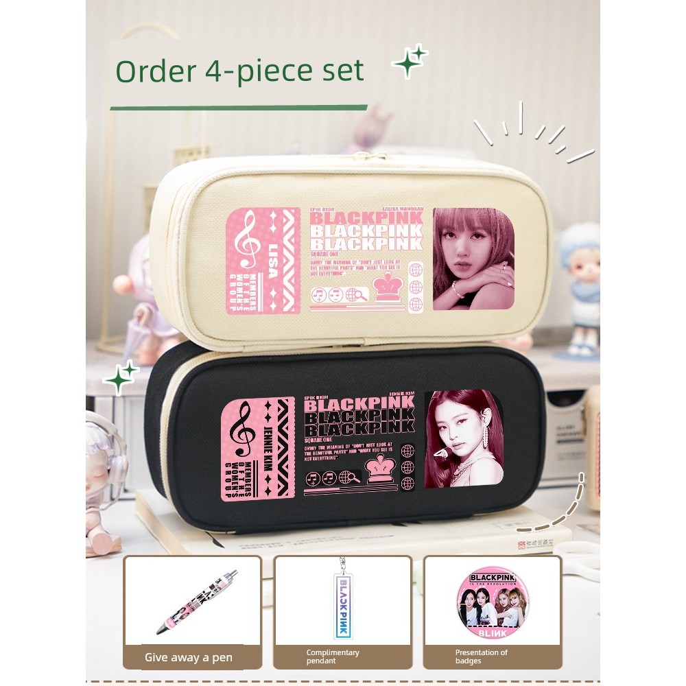 BLACKPINK Jennie Merch Bút Túi Văn Phòng Phẩm Túi ROS Bé Gái Dung Tích Cao Thời Trang Bút Chì Casegt