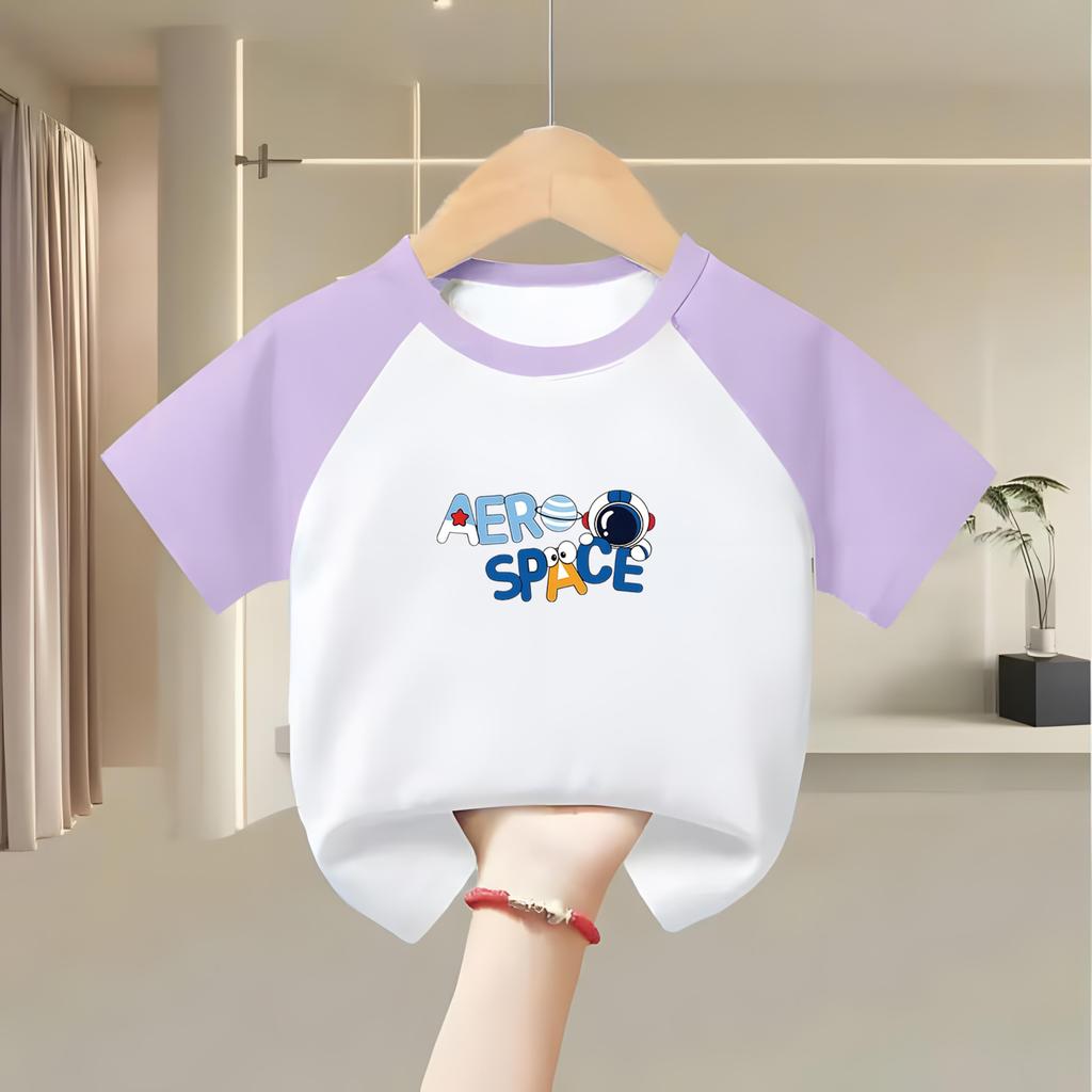 Size up 1, form small, round neck, boy's and girl's short sleeve shirt