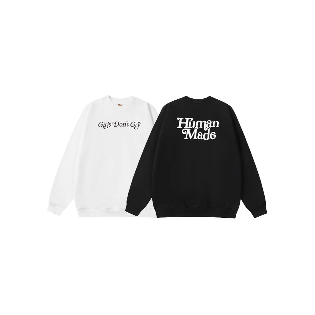 Human 2023Autumn and winter English letter print pullover crew neck sweatshirt, loose casual couple'