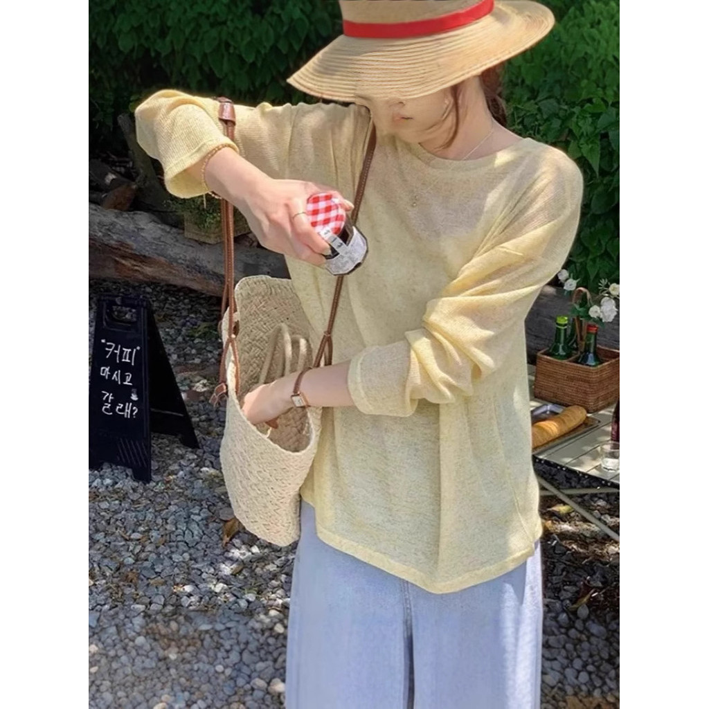 Thin Ice Silk Sunscreen Cover-Up Summer New Lazy Long-Sleeve Air Conditioning T-Shirt Loose Outerwea