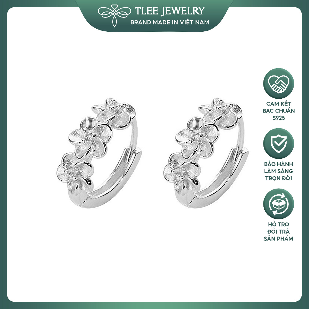 Bông tai bạc nữ hình hoa tròn mịn, TEE JEWELLY B0409