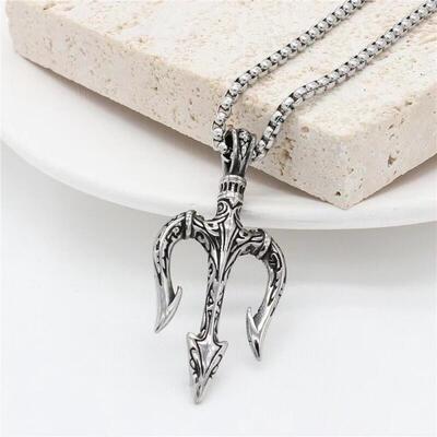long necklace pendant Aquaman Trident Vòng Cổ Nam Hợp Thời Trang Độc Đáo Độc Đáo Dài Dây Chuyền Thời