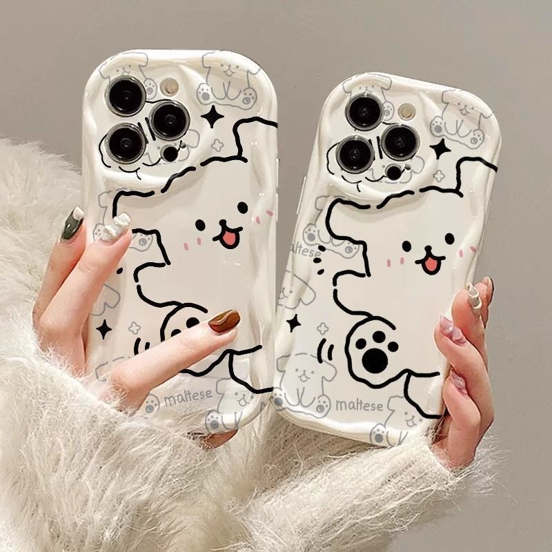 Ốp lưng chó maltese dễ thương dễ thương phong cách Hàn Quốc hình cún hoạt hình ốp điện thoại OPPO A6