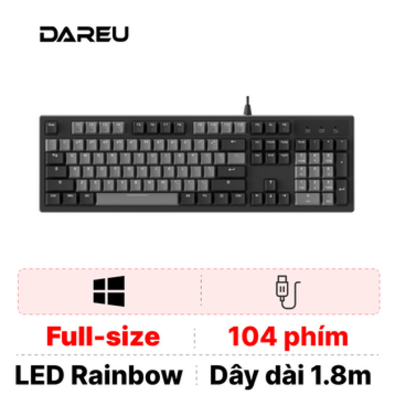 Bàn phím cơ có dây Dareu EK104 RGB Grey-Black