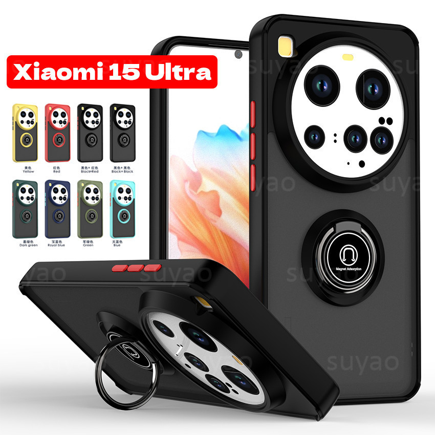 Dành Cho Xiaomi 15 Ultra 15Ultra Mi 2025 Vỏ Điện Thoại Đứng Vòng Gắn Từ Tính Vỏ Cứng Trong Suốt Xiao