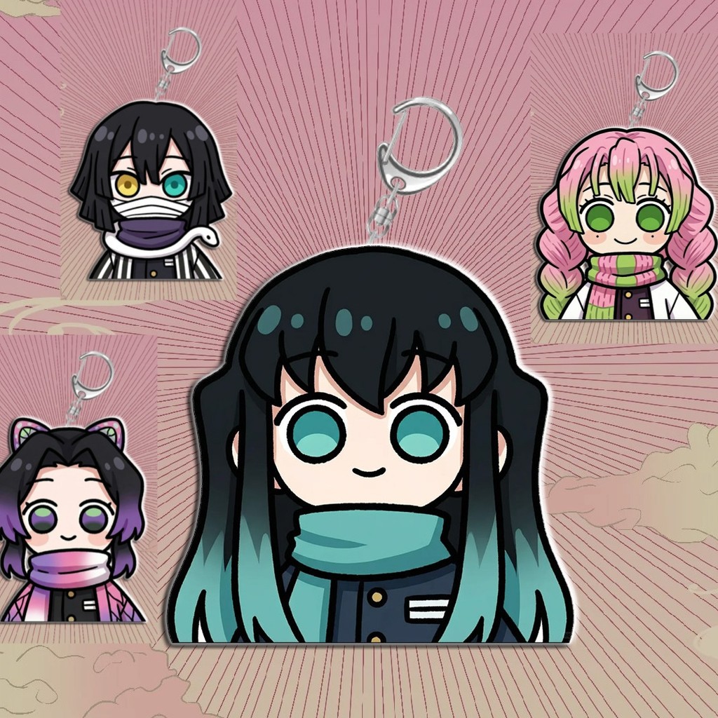 Demon Slayer Cute Scarf Acrylic Keychains Car Decoration Tomioka Yoshiaki Surrounding Animal Keychai