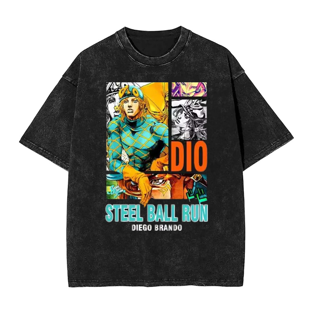 Áo thun nam chất liệu cotton hạng nặng 100%, đồ họa Steel Ball Run anime