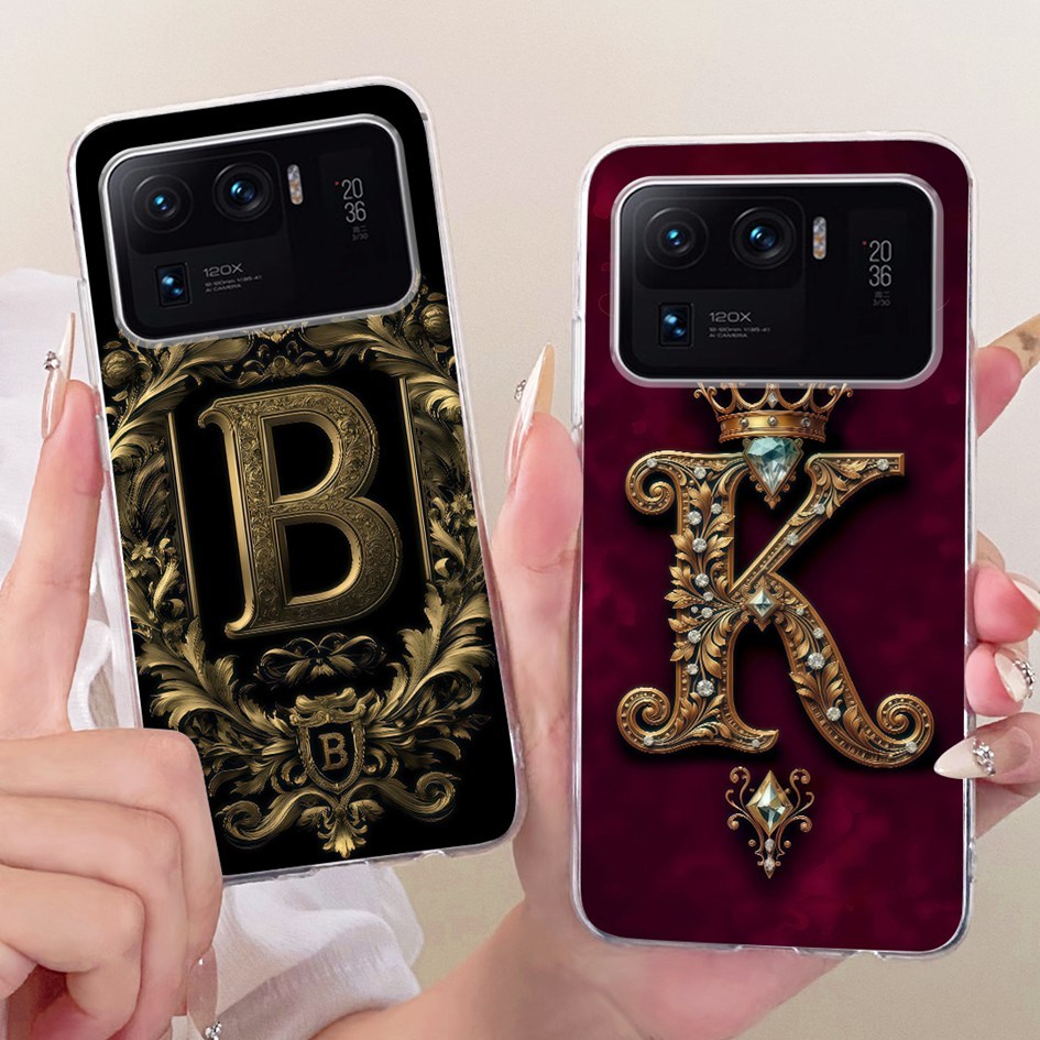 Dành Cho Xiaomi Mi 11 Ultra Vỏ Thời Trang Chữ Cái Ban Đầu Vương Miện Silicon Mềm Bảo Vệ Cho Xiaomi 1