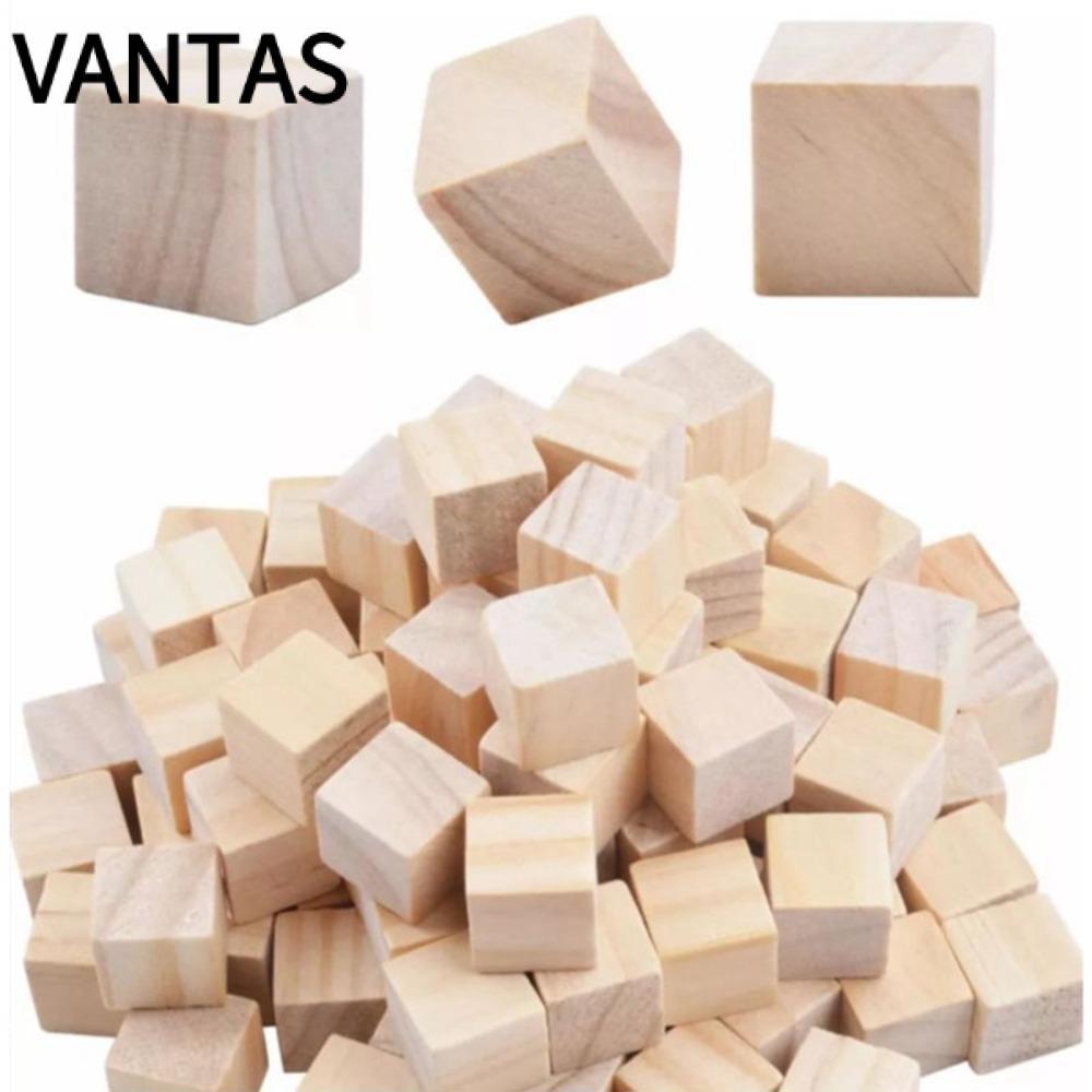 VANTAS 100 Khối Gỗ, Khối Gỗ Vuông Màu Gỗ, Gỗ Chưa Hoàn Thành 2cm Bề Mặt Mịn Chưa Hoàn Thành Gỗ Thủ C