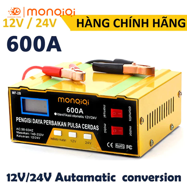 Bộ sạc bình ắc quy tự ngắt 12v 24v, sạc bình ắc quy xe máy ô tô từ 4ah - 200ah -4