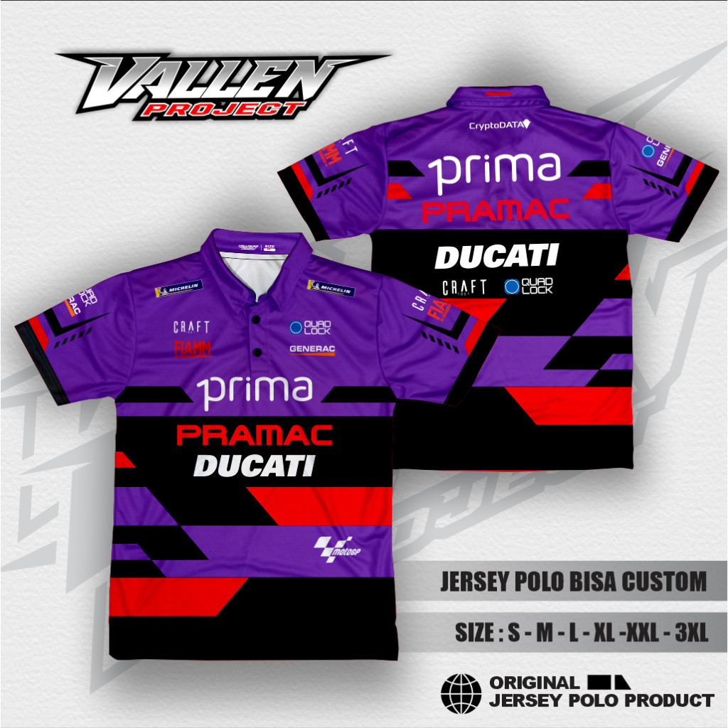 Pramac Racing Moto Gp Prima Nút Polo Jersey / Đội đua Ducati Gresini Áo sơ mi Wangky / Áo thun đội H