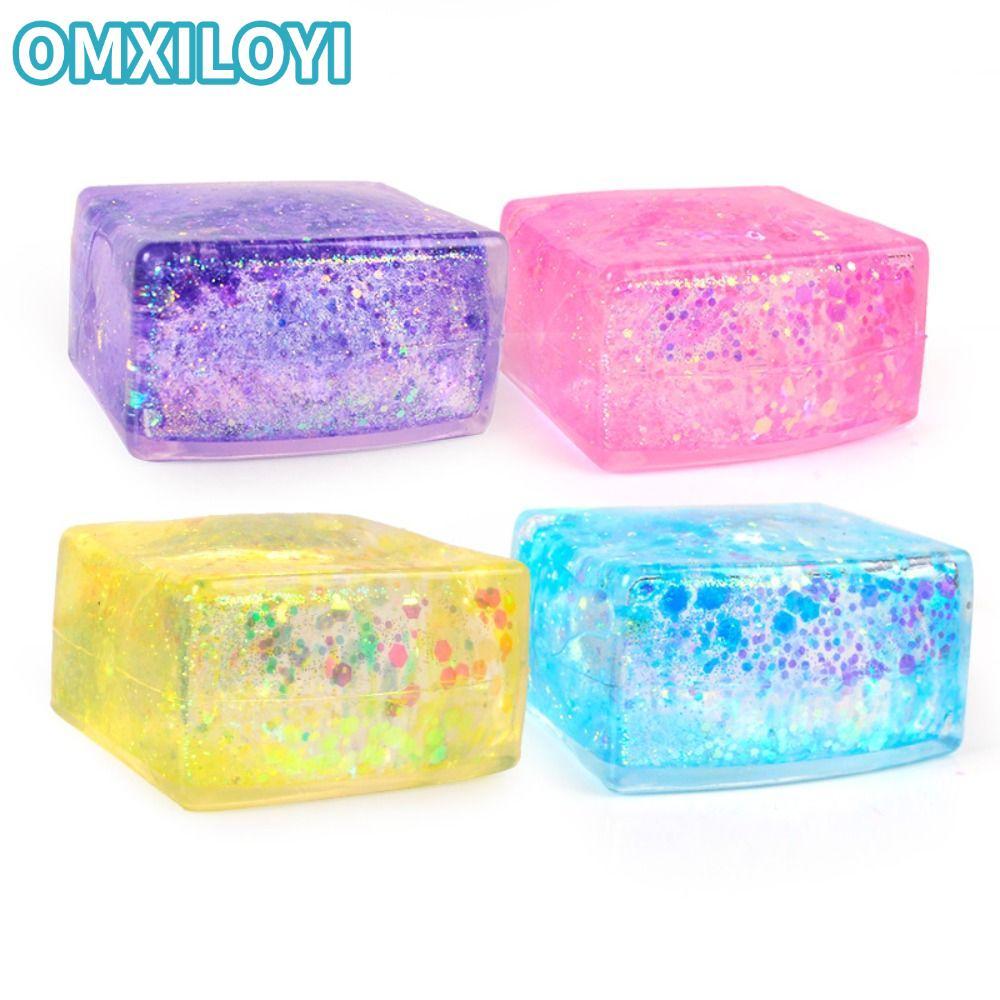 OMXILOYI Long lanh Squishy Cube, Malt Sugar Soft Texture Gel Ice Cube, Giải nén sáng tạo Thư giãn vi
