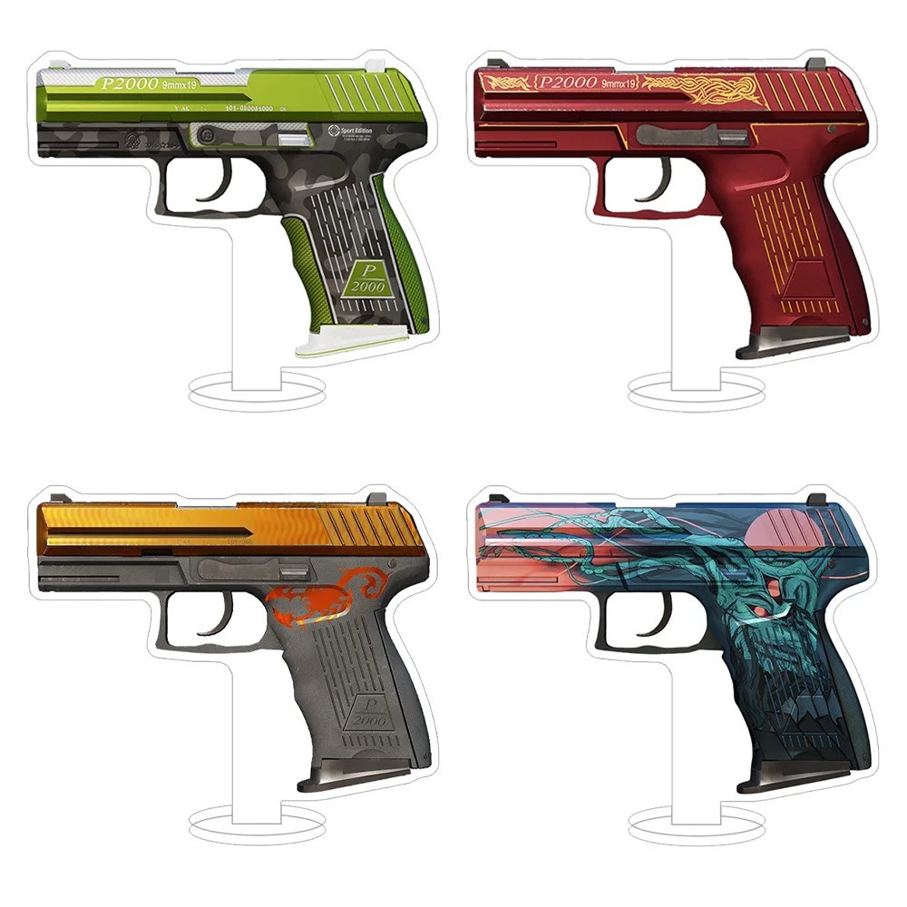 Standee mô hình súng P2000 game CS2 CSGO trang trí bàn máy tính mica acrylic skin Acid Etched Wicked